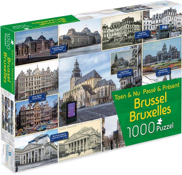 Toen & Nu - Brussel Puzzel (1000 stukjes) | Tuckers Fun, Hobby en Vrije tijd, Denksport en Puzzels, Nieuw, Verzenden