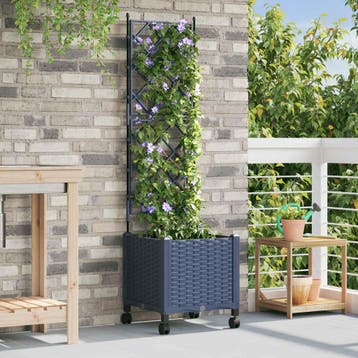vidaXL Tuinplantbak met schutting en wielen Grijs 40 x 40 x, Tuin en Terras, Verzenden, Nieuw, Minder dan 60 cm, 60 cm of meer