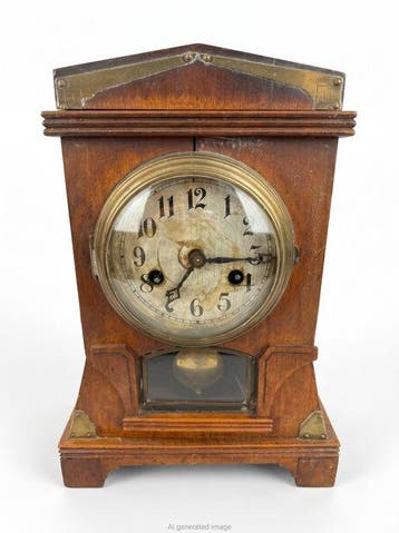 Tafelklok - Art Deco Hout, Messing - 1900-1910