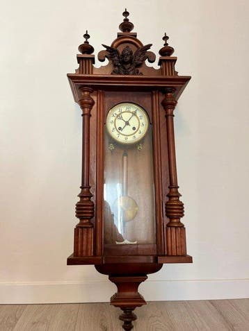 Slingerklok - Hout - 1920-1930 - Antieke wandklok met, Antiek en Kunst