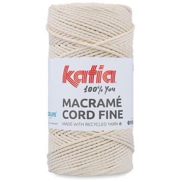 Katia Macramé Cord Fine - 206 Ecru - Gerecycled Katoenmix, Ophalen of Verzenden, Nieuw