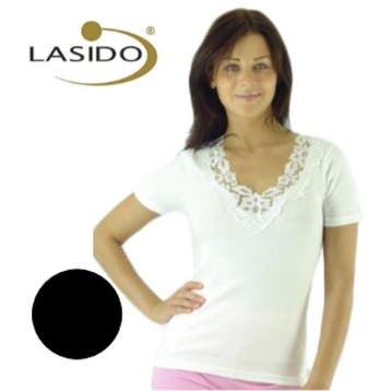 Kanten hemd Lasido dames korte mouwen | ZWART | GROOTHANDEL, Ophalen of Verzenden, Nieuw, Overige kleuren