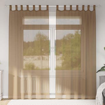 vidaXL Gordijnen voile met lussen 2 st 140x225 cm lichtbruin, Verzenden, Nieuw, Bruin