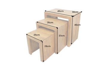 Bijzettafel MAKASSAR 25-45cm set van 3 mangohout bruin, Ophalen of Verzenden, Nieuw