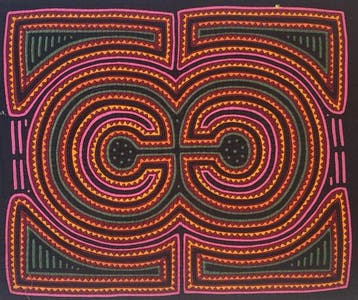 Borduren - Cirkelpatroon - Kuna - Mola - Panama (Zonder, Antiek en Kunst, Kunst | Niet-Westerse kunst