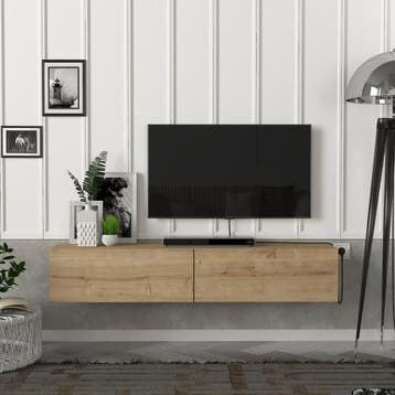 [en.casa] Tv-meubel Toivakka zwevend 135x31x25 cm eiken, Verzenden, Nieuw