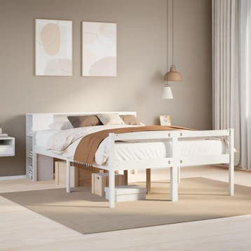 vidaXL Bed met boekenkast zonder matras grenenhout wit, Verzenden, Wit, 190 cm of minder, Overige maten