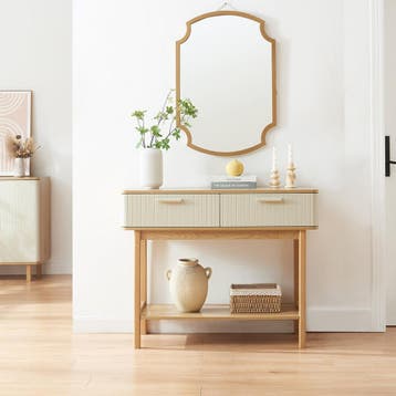 Consoletafel Ferrersp 100x40x80 cm eikenkleurig havermout en, Verzenden, Nieuw