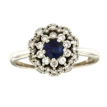 Ring - 18 karaat Witgoud - 0.80ct. tw. Saffier - Diamant, Nieuw