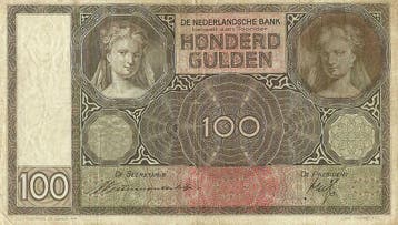 Bankbiljet 100 gulden 1930 Luitspelende vrouw Zeer Fraai, Verzenden