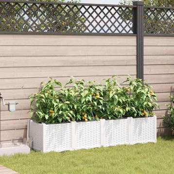vidaXL Tuin Bloempot 4 st Wit 160 x 40 x 37,5 cm PP, Verzenden, Nieuw, Minder dan 60 cm