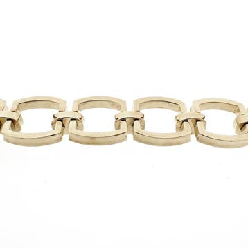 Gouden brede schakelarmband, Ophalen of Verzenden, Gebruikt, Goud, Goud