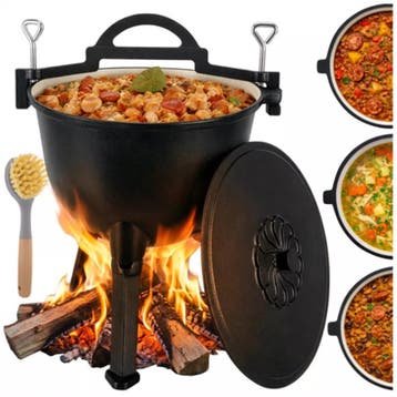 Kaminer Zwarte gietijzeren kookketel 10 liter met deksel..., Hobby en Vrije tijd, Ophalen of Verzenden, Nieuw