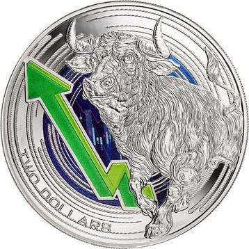 Niue. 2 Dollars 2023 Bull and Bear Markets 1 oz Proof-like