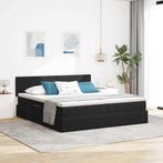 vidaXL Opslag bed met matras met hoofdeinde Zwart 90 x 200, Huis en Inrichting, Slaapkamer | Bedden, Verzenden, Nieuw, Zwart, Stof