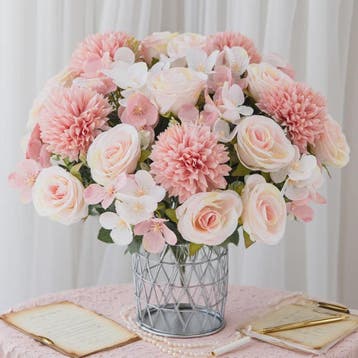 Kunstboeket Rozen & Chrysanten - Zijde Bloemen voor Bruiloft, Huis en Inrichting, Verzenden, Nieuw