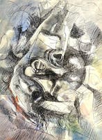 René Mels (1909-1977) - Composition abstraite gestuelle, Antiek en Kunst