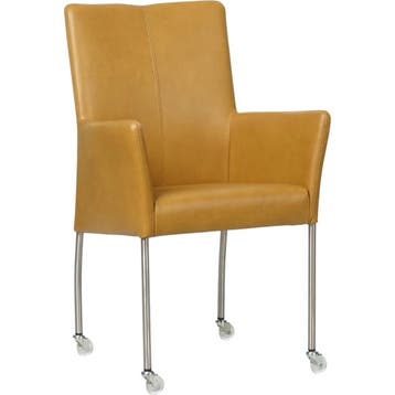 Set van 6 Leren eetkamerstoelen Comfort met wieltjes en, Huis en Inrichting, Stoelen, Ophalen of Verzenden, Nieuw, Leer, Vijf, Zes of meer stoelen