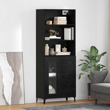 vidaXL buffetkast Zwart Eiken 69,5 x 34 x 180 cm Bewerkt, Huis en Inrichting, Kasten | Buffetkasten, Minder dan 50 cm, Verzenden