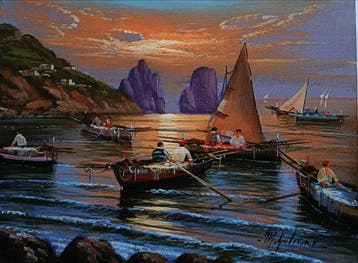 Mario Galanti (XX) - Pescatori a Capri