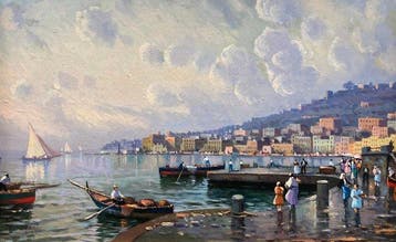 Nicolas De Corsi (1882-1956) - Pescatori nel golfo di Napoli