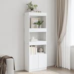 vidaXL Hoge kast 63x33x180 cm bewerkt hout wit, Huis en Inrichting, Kasten | Boekenkasten, Verzenden, Nieuw, Overige houtsoorten