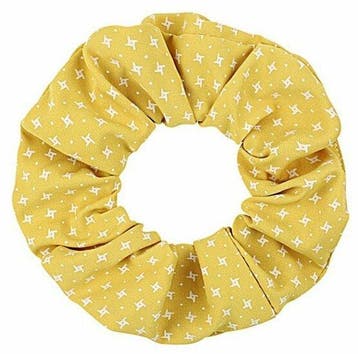 Haarelastiek Scrunchie – Sterrenprint – Wit Geel, Nieuw