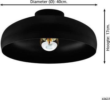 EGLO Mogano Plafondlamp - E27 - Ø 40 cm - Zwart -  –, Verzenden, Nieuw