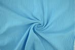 10 meter mousseline stof - Aqua blauw - Double gauze, Blauw, 120 cm of meer, Ophalen of Verzenden, Katoen