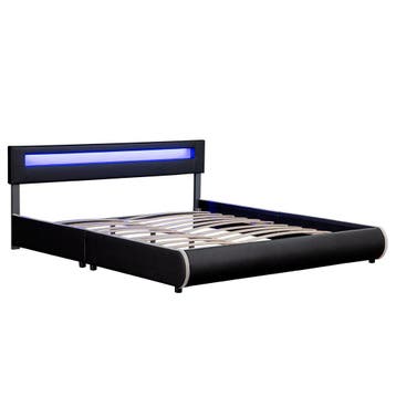 Gestoffeerd Bed Sevilla - 180 x 200 cm - Zwart, Huis en Inrichting, Slaapkamer | Bedden, Verzenden, Nieuw