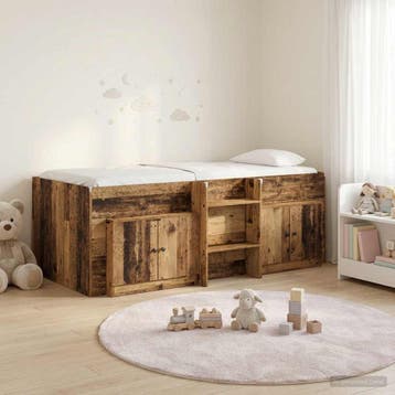vidaXL Loft Bed Frame met Kast met opslag 3 st Oud hout, Verzenden, Nieuw, Bruin, Hout