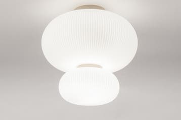 Rietveld Plafondlampen - Wit, Beige, Zand - Glas, Metaal, Verzenden, Nieuw