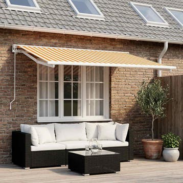 vidaXL Vervangingsdoek voor zonnescherm Geel en Wit 350 x, Tuin en Terras, Verzenden, Nieuw