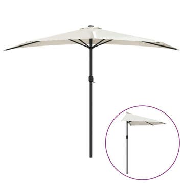 Halfronde Parasol Aluminium | Tweedekansje | OP=OP, Tuin en Terras, Ophalen of Verzenden, Zo goed als nieuw, 3 tot 4 meter, Stokparasol