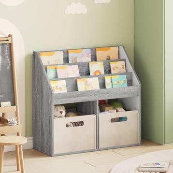 vidaXL Kinderen Boekenkast met opslag Grijs Sonoma 72,5 x, Huis en Inrichting, Verzenden, Nieuw