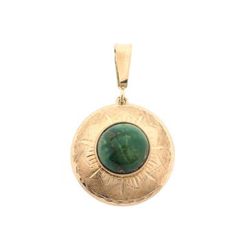 Gouden hanger met malachiet (Hanger of bedel), Ophalen of Verzenden, Gebruikt, Goud, Overige merken