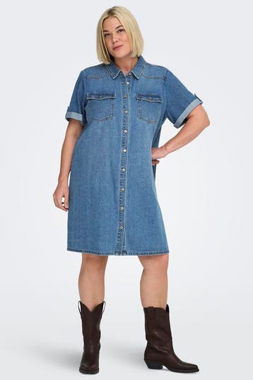 ONLY eco denim jurk korte mouw Maat:, Kleding | Dames, Verzenden, Nieuw, Overige kleuren