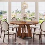 Nieuwe Ronde Eettafel 120cm – Boerderijstijl Hout, Landelijk, Verzenden, Rond, Nieuw, Vier personen