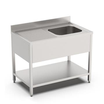 HCB Spoeltafel - enkele spoelbak rechts - 120 cm - RVS, Verzenden, Nieuw in verpakking