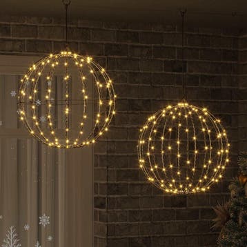 vidaXL Bal 2 st Warmwit 50 x 50 x 52 cm Metaal 320 LEDs, Diversen, Verzenden, Nieuw