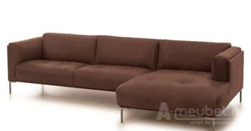 Loungebank Bern - loungebanken - Taupe, Nieuw, 125 tot 150 cm, Leer, 250 tot 300 cm