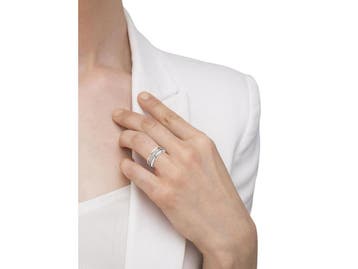 TI SENTO Ring 12094ZR - Zilveren dames ring - Asymmetrisch, Kleding | Dames, Verzenden, Zo goed als nieuw