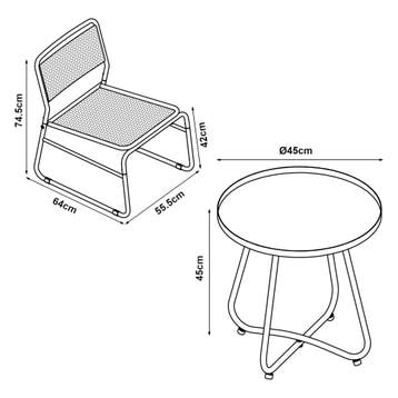 Bistroset Brienza tuintafel met 2 tuinstoelen zwart en groen, Verzenden, Nieuw