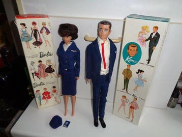 Mattel - Barbiepop 2 x barbie brunette bubble cut 850 & ken