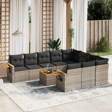 vidaXL Patio Sofa Set 8-zits Grey, Verzenden, Nieuw