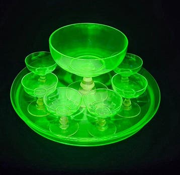 Drinkservies (8) - uraniumhoudend glas - Volledige service