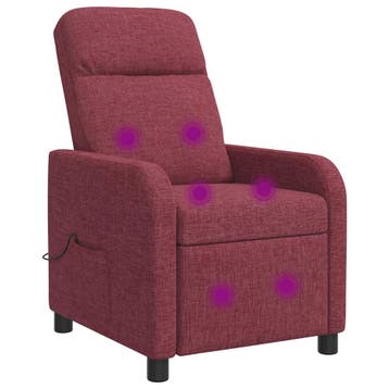 vidaXL Massage Recliner Wijnrood Stof, Verzenden, Nieuw