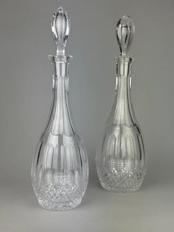 Fles (2) - Kristal - Decanteerfles met kurken.