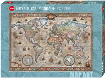 Map Art -Retro World Puzzel (1000 stukjes) | Heye - Puzzels, Verzenden, Nieuw
