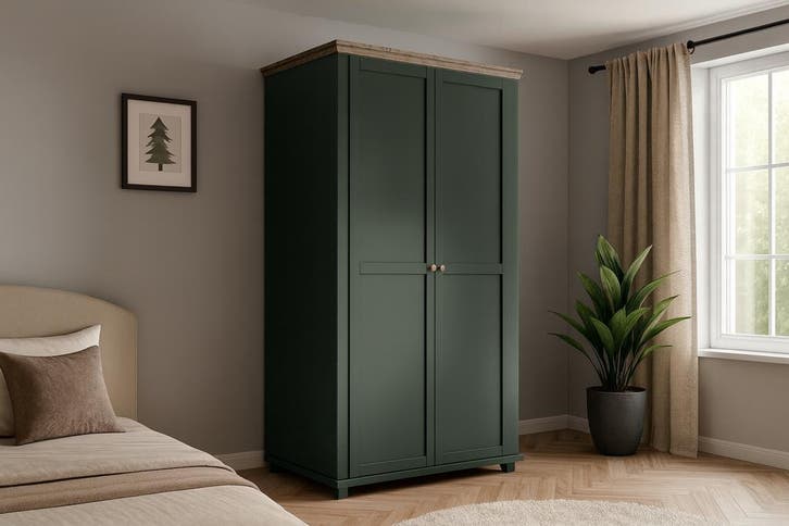 Kledingkast Elvas - Donkergroen - 2-Deurs, Huis en Inrichting, Kasten | Kledingkasten, Nieuw, Verzenden